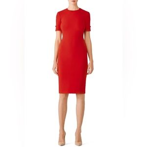 LK Bennett size 8 Trinu sheath dress - red with accent bows on sleeves